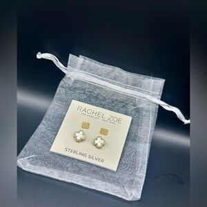 Rachel Zoe Gold and White Sterling Silver gold tone Earrings